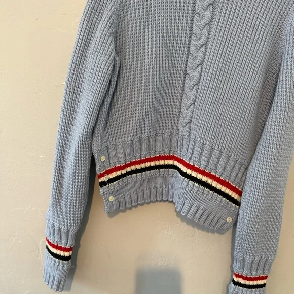 Thom Browne. Cable Stitch Classi Pullover Merino Wool Light Blue NEW NWT - Picture 3 of 9